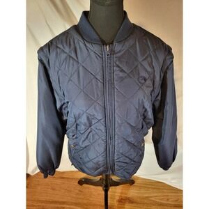 Riding Sport Equestrian Wear Navy Blue Quilted Convertible Jacket Size M